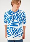 Mavi Baskılı Kapüşonlu Sweatshirt 0610121-620