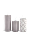 3' lü Gri Mum Seti