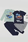 4'lü Hot Wheels Baskılı Tshirt Şort Pantolon Takım