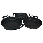 Maas Pırlanta 3 Parça Döküm Granit Sahan Seti 18-20-22 cm Siyah