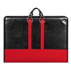 40x55 cm Suni Deri Profesyonel Proje/Resim Çantası Siyah-Kırmızı