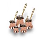 Turna Bakır Turna1226-1 Dövme Bakır 5'li Cezve Seti