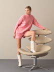 Xint Pembe Dik Yaka Oversize Kazak