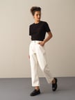 Xint Ekru Regular Fit Deri Görünümlü Pantolon