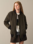 Xint Haki Fermuarlı Oversize Bomber Ceket
