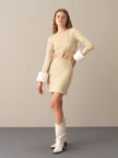 Xint Sarı Slim Fit Ekose Mini Elbise