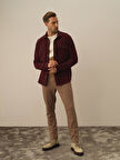 Xint Bordo Pamuk Dokulu Regular Fit Gömlek