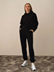 Xint Siyah Pamuk Dokulu Oversize Sweat Pantolon