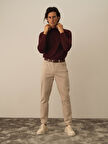 Xint Bej Pamuk Dokulu Slim Fit Pantolon