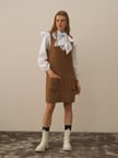 Xint Camel Lüks Pamuk Dokulu Oversize Elbise