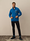 Xint Mavi Pamuk Dokulu Regular Fit Sweatshirt