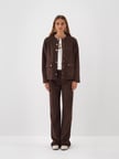 Xint Kahverengi Soft Touch Süet Görünüm Oversize Ceket