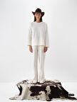 Xint Ekru Pamuk Dokulu Oversize Sweat Pantolon