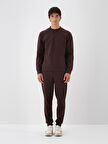 Xint Kahverengi Pamuk Dokulu Regular Fit Sweatshirt