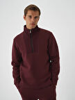 Xint Bordo Pamuk Dokulu Regular Fit Sweatshirt