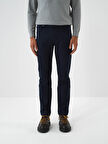 Xint Lacivert Pamuk Dokulu Slim Fit Pantolon