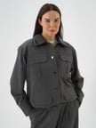 Xint Gri Esnek Dokulu Oversize Ceket
