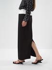 Xint Siyah İpeksi Saten Oversize Etek