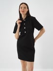 Xint Siyah Esnek Dokulu Regular Fit Elbise