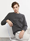LCW Casual ANTRASİT Bisiklet Yaka Uzun Kollu Baskılı Erkek Kalın Sweatshirt