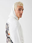 XSIDE Ekru Uzun Kollu Baskılı Erkek Hoodie
