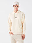 XSIDE Ekru Uzun Kollu Baskılı Erkek Kalın Hoodie