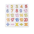 Hamaha Wooden Toys Doğal Ahşap Eğitici Oyuncak Renkli Kabartmalı Sayılar