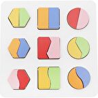 Hamaha Ahşap Eğitici Oyuncak Montessori Geometrik 2 Çizgi Şekiller Oyun Seti