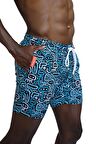 Enzo Stanley Erkek Desenli Lacivert Deniz Şortu