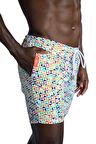Enzo Stanley Erkek Desenli Renkli Deniz Şortu