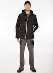 Siyah Erkek Kapüşonlu Kapitone Mont D3WM-MNT8