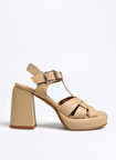 Bej Kadın Topuklu Ayakkabı 8990