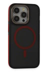 Fuchsia iPhone 14 Pro Max ile Uyumlu Kılıf Rocky Kablosuz Şarj Özellikli Kapak - Siyah-Kırmızı