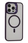 Fuchsia iPhone 14 Pro ile Uyumlu Kılıf Roblox Lens Magsafe Standlı Kapak - Derin Mor