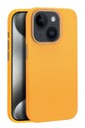 Fuchsia iPhone 15 ile Uyumlu Kılıf Wonder Deri Kablosuz Şarj Özellikli Kapak - Turuncu