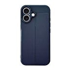 iPhone 16 Kılıf Focus Deri Desen Silikon Arka Kapak