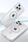 Fuchsia iPhone 14 Pro Max ile Uyumlu Move Taşlı Kablosuz Şarj Özellikli Kapak - Pembe