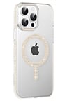 Fuchsia iPhone 15 Pro ile Uyumlu Move Taşlı Kablosuz Şarj Özellikli Kapak - Pembe