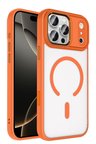 Fuchsia iPhone 17 Pro ile Uyumlu Terea Kablosuz Şarj Özellikli Kapak - Turuncu