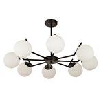 Sara 8Li Siyah Beyaz Camlı Modern Genç Odası Yemek Masası Üstü Retro Salon Avize 