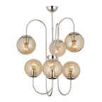 Sosa 6Lı Krom Bal Camlı Modern Genç Odası Cafe Restoran için Uygun Salon Avize 