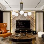 Akkor 5Li Siyah Gold Modern Oturma Odası Yatak odası Salon Avize 