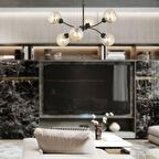 Ecvet 6Lı Siyah Modern Oturma Odası Yatak odası Retro Salon Avize 