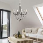 Obito 6Lı Siyah Krom Modern Sarkıt Yatak odası Retro Salon Avize 