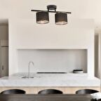 Selina 2Li Siyah Modern Plafonyer Genç Odası Mutfak Yatak Odası Avize