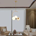 Ladre 3Lü Beyaz Camlı Eskitme Boyalı Modern Sarkıt, MutfakYatak odası Salon Avize 