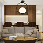 Lifos Tekli Siyah Plafonyer Modern Mutfak Retro Salon Avize 