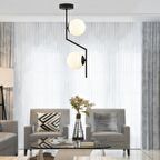 Deus 2Li Beyaz Camlı Siyah Modern Sarkıt Genç Odası Mutfak Yatak odası Salon Sarkıt Avize 