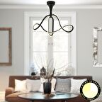 Helin Siyah 50 Watt Sarkıt 3 Renkli Ledli Modern Mutfak Banyo Led Salon Sarkıt Avize