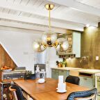 Novento 3Lü Gold Bal Camlı Modern Sarkıt Mutfak Salon Avize 